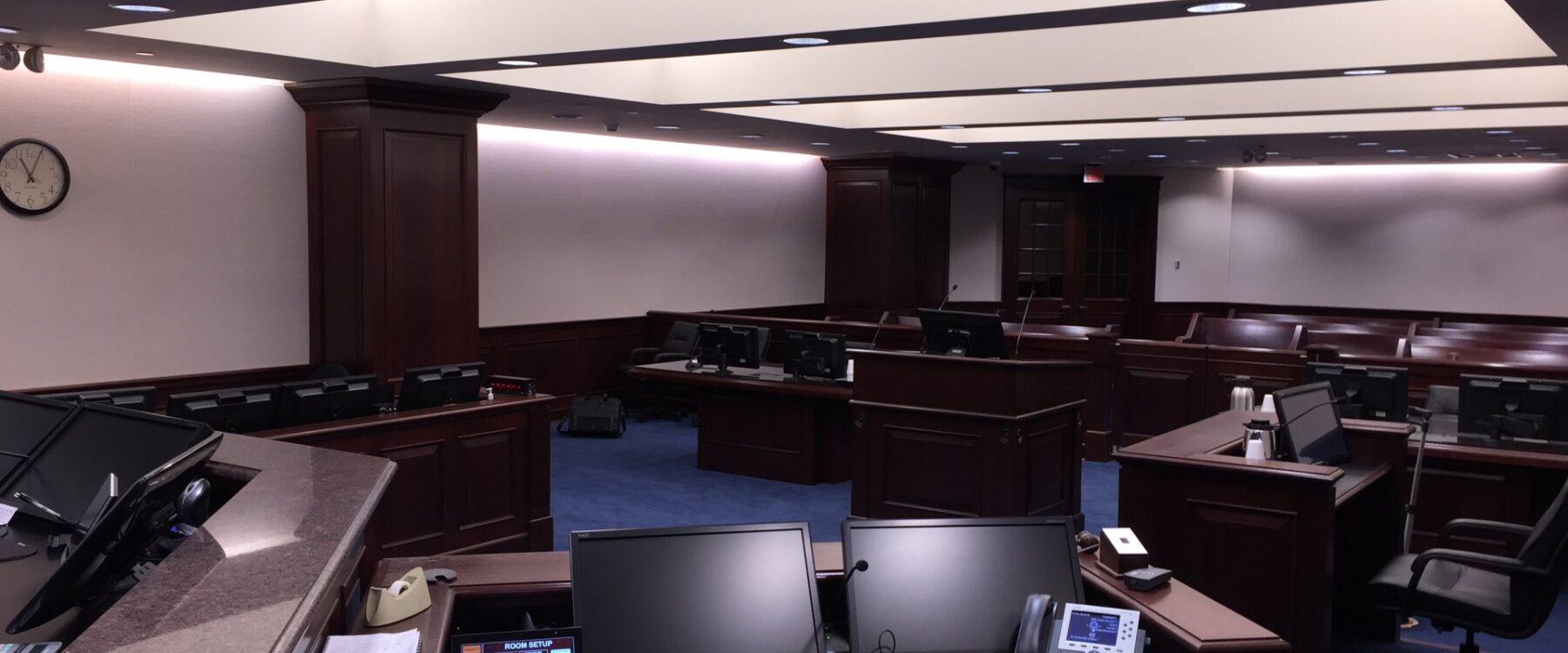Court room image with AV technology
